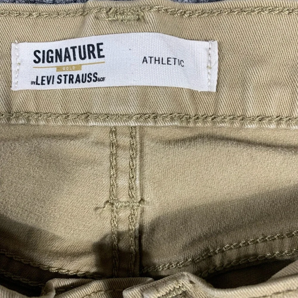 Levis‎ Pants Mens 30x30 Beige Denim Flat Front Straight Stretch Gold Signature